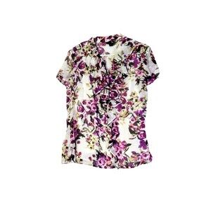 East 5th Blouse Tank Women's M Raspberry Purple Floral Flowey Feminine Career
